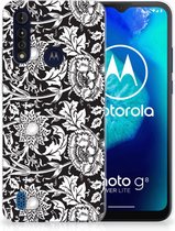 Telefoon Hoesje Motorola Moto G8 Power Lite Mobiel Case Zwart Bloemen