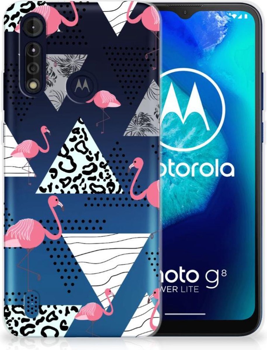 Motorola Moto G8 Power Lite TPU Hoesje Flamingo Triangle