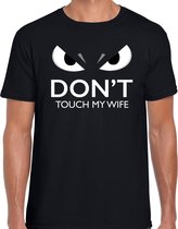 Dont touch my wife t-shirt zwart heren met gemene ogen S