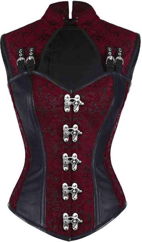 Gothic Leren Korset Met Vetersluiting Rood Rock main image 0