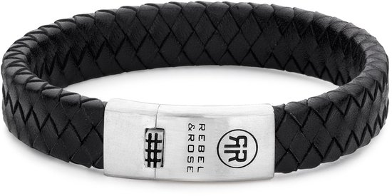 Rebel Bracciale In Pelle Rosa-nero Intrecciato Tariffa Flat 925ack RR L0141 S Dimensioni 19 Cm L 19  36725442