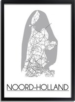 DesignClaud Noord Holland Plattegrond poster A3 + Fotolijst zwart