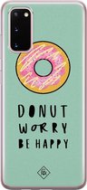 Samsung S20 hoesje siliconen - Donut worry | Samsung Galaxy S20 case | Roze | TPU backcover transparant