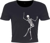 Grindstore Crop top -S- Dancing Skeleton Zwart