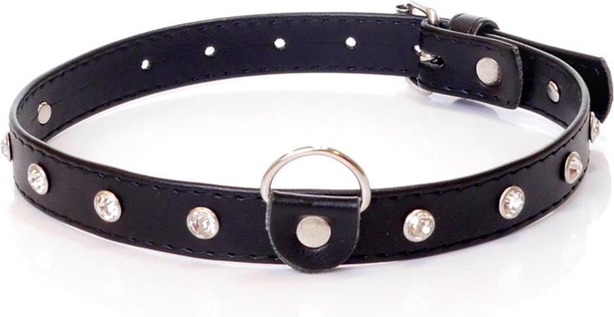 Goedkoopste Collar - Halsband - met kristallen - 2 cm- Fetish - Boss Series - Silver