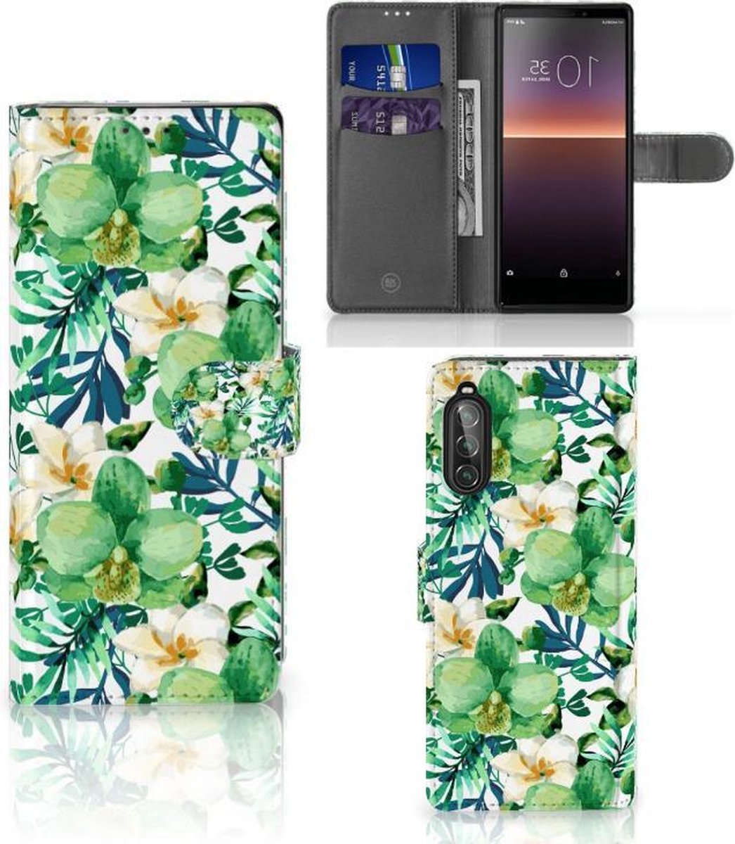 Sony Xperia 10 II Hoesje Orchidee Groen