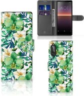 Bookcase Sony Xperia 10 II GSM Hoesje Orchidee Groen