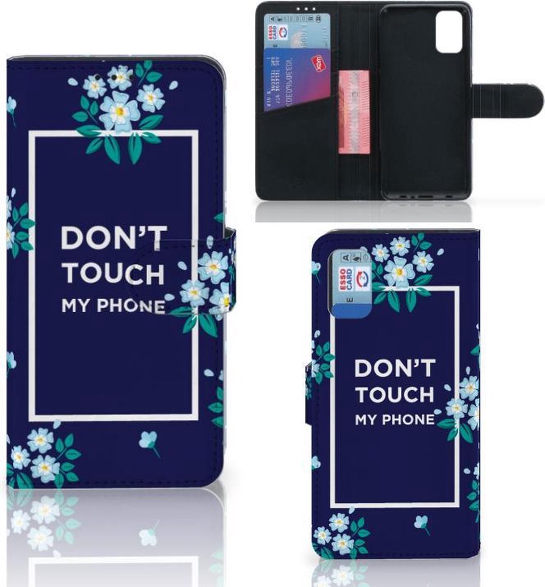 Boekhoesje voor Samsung Galaxy A41 Portemonnee Hoesje Flowers Blue DTMP