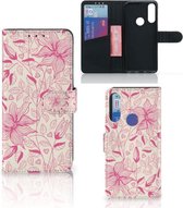 Telefoon Hoesje Alcatel 1S 2020 Magnet Case Pink Flowers