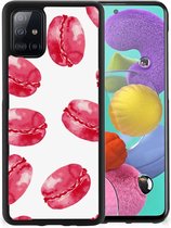GSM Hoesje Geschikt voor Samsung Galaxy A51 Hoesje Bumper met Zwarte rand Pink Macarons
