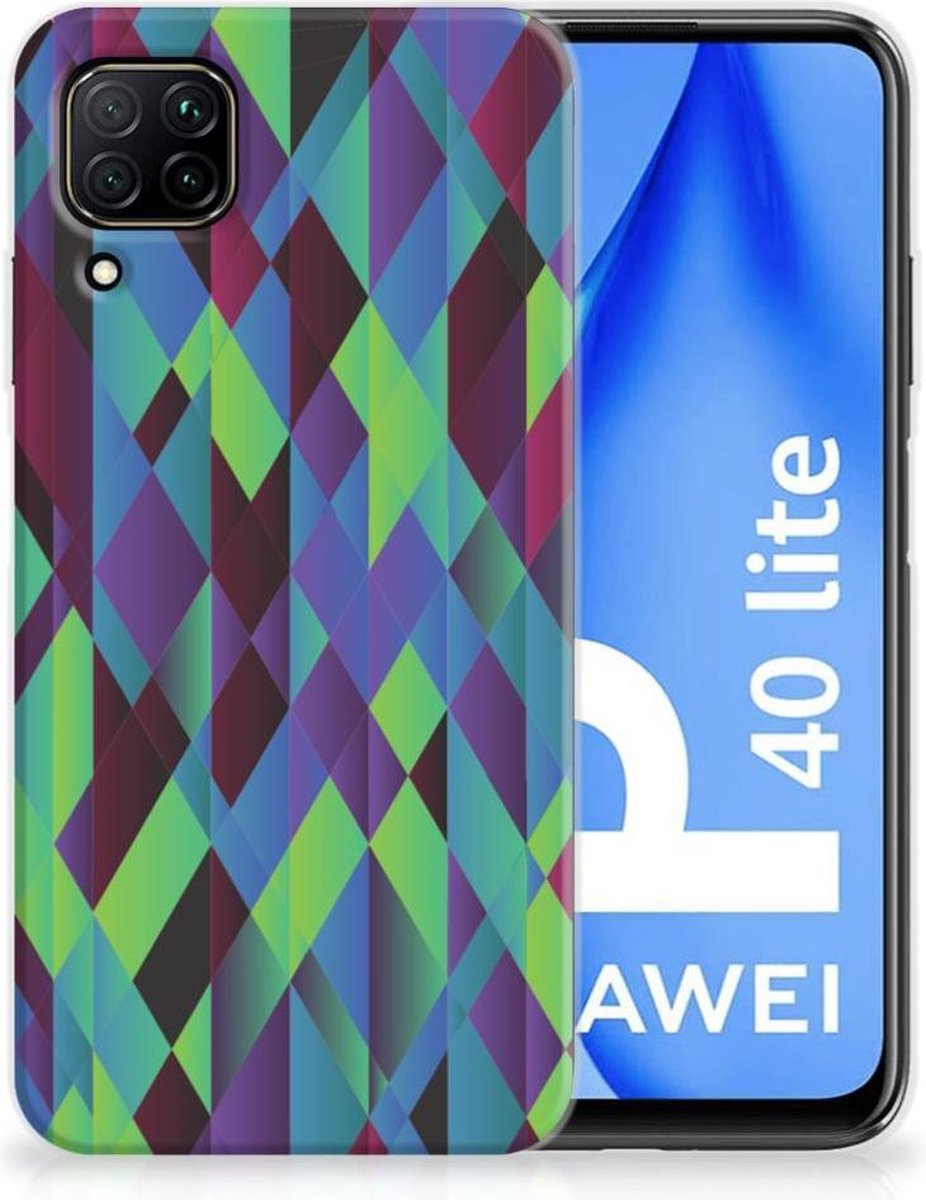 Huawei P40 Lite TPU Hoesje Abstract Green Blue