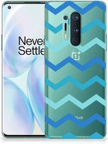 Telefoon Hoesje OnePlus 8 Pro Siliconen Back Cover Zigzag Blauw