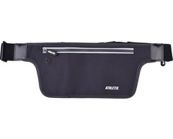 ATHLETIX® Sport Heuptas voor Dames & Heren - Hardloop Heupband voor iPhone & Samsung - 2 Opbergvakken - Verstelbaar - Running Belt - Zwart