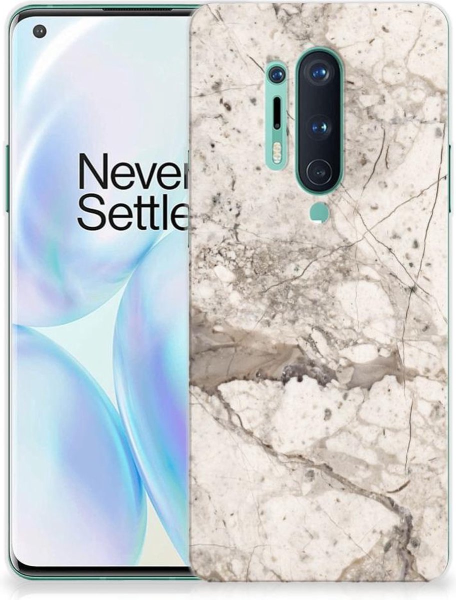 OnePlus 8 Pro TPU Siliconen Hoesje Marmer Beige