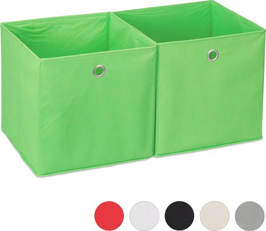 boîte de rangement relaxdays - lot de 2 - tissu - pliable - jouets - panier de rangement - vert de rangement
