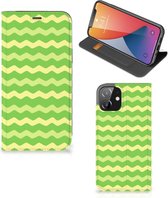Book Case Geschikt voor iPhone 12 | Geschikt voor iPhone 12 Pro Telefoonhoesje Waves Green