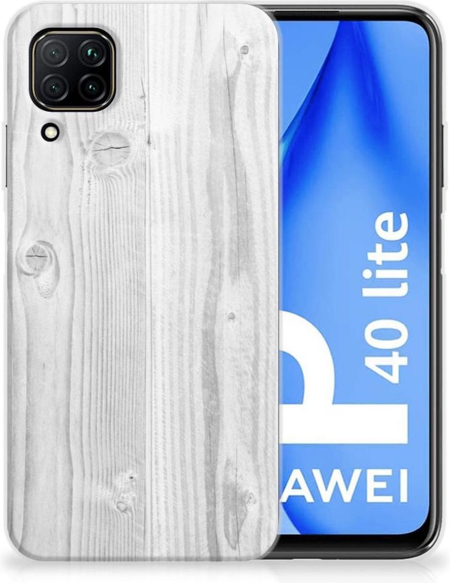Huawei P40 Lite Bumper Hoesje White Wood