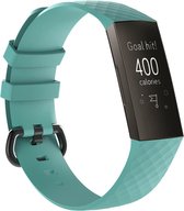 geschikt voor Fitbit geschikt voor Fitbit Charge 3 silicone band - aqua - Maat L