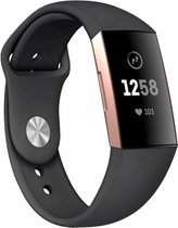 Siliconen Smartwatch bandje - Geschikt voor  Fitbit Charge 3 sport bandje - zwart - Maat: L - Horlogeband / Polsband / Armband