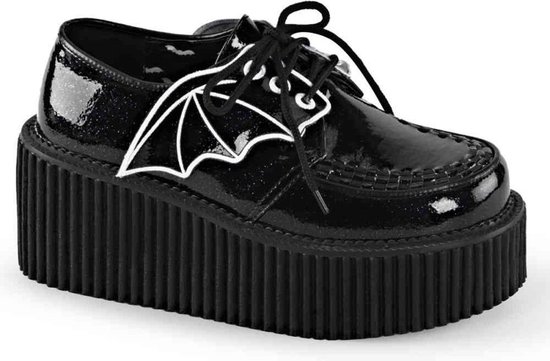 Slecht roltrap ui Creeper-205 with shoe laces and bat wing detail patent black - (EU 39 = US  9) - Demonia | bol.com