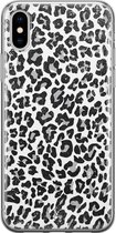 iPhone X/XS hoesje siliconen - Luipaard grijs | Apple iPhone Xs case | TPU backcover transparant