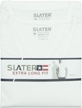 Verpakking met twee witte V-hals T-shirts met korte mouwen, basic fit, extra lang, van Slater.
