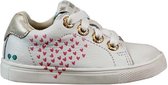 Bunnies JR Lucien Louw Meisjes Lage Sneakers - Wit/Roze - Leer - Veters