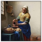 Het melkmeisje, Johannes Vermeer - Foto op Akoestisch paneel - 100 x 100 cm