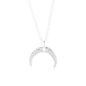 Jewelryz | Ketting Wassende Maan Gehamerd | 925 zilver | Halsketting Dames Sterling Zilver | 50 cm