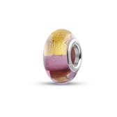 Quiges - Glazen - Kraal - Bedels - Beads Oud Roze met Goud Past op alle bekende merken armband NG695