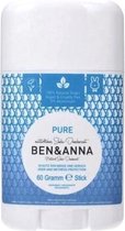 Ben & Anna Deodorant Stick 60 gram Pure - Geurvrij