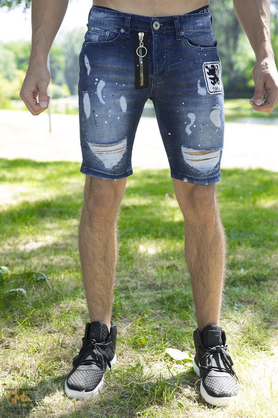Patches,Gescheurd en Ripped Heren Jeans Shorts - Blauw - 31 | bol.com