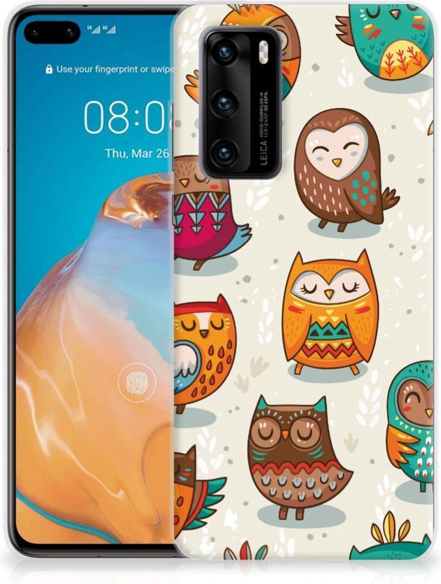 Huawei P40 TPU Hoesje Vrolijke Uilen