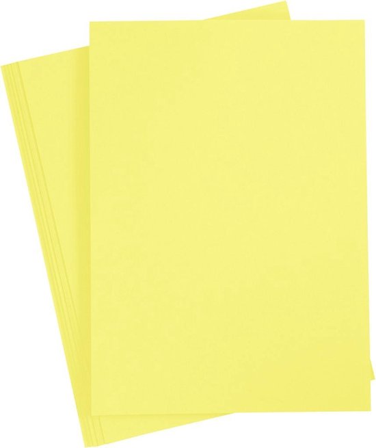Carton coloré, A4 210x297 mm, 180 gr, jaune canari, 20 feuilles