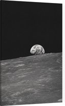 Moon with Earth over horizon (ruimtevaart) - Foto op Plexiglas - 60 x 90 cm