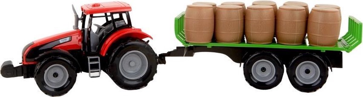 Huanzhi Toys Tractor Met Oplegger Jongens 47 Cm Rood/groen