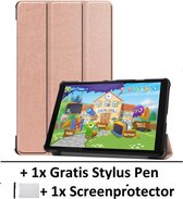 Smart Cover Book Case Hoes Geschikt Voor Lenovo Smart Tab M8 8 Inch (HD/FHD) - Tri-Fold Multi-Stand Flip Sleeve - Front & Back Beschermhoes Met Screen Protector & Stylus Pen - Rose