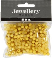Plastic Kralen, d: 6 mm, gatgrootte 2 mm, geel, 40gr, circa 150 stuk