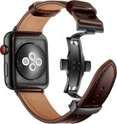 Apple Watch 40MM / 38MM Bandje Echt Leer met RVS Vlindersluiting Bruin