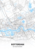 Carte de Rotterdam - Affiche A4 - Style bleu Zwart