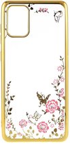 Samsung Galaxy A71 - Hoes, cover, case - TPU - Bloemen en vlinder - Goud