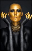 Mooie vrouw in zwart en goud - Foto op Forex - 40 x 60 cm