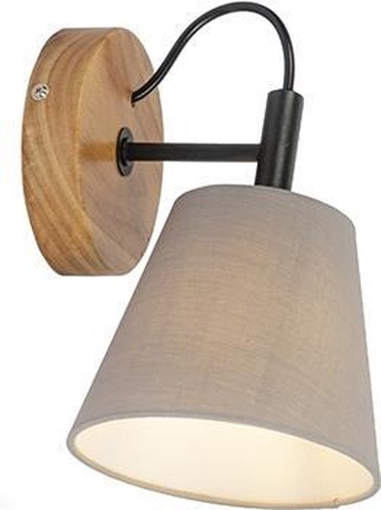 QAZQA cupy - Landelijke Wandlamp voor binnen - 1 lichts - L 15 cm - Grijs - Woonkamer | Slaapkamer | Keuken