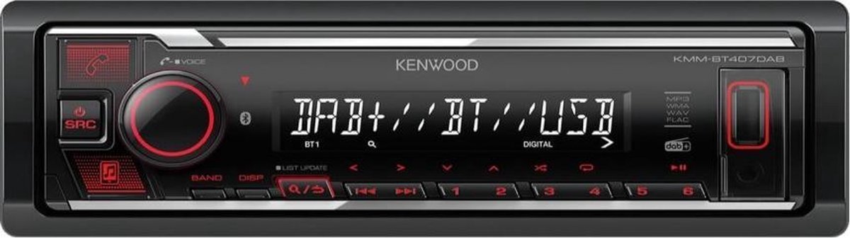 Kenwood KMM-BT407DAB Mechless autoradio - DAB+ - Bluetooth