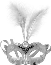 Folat Masker Venetiaans 23 Cm Metallic Zilver One-size