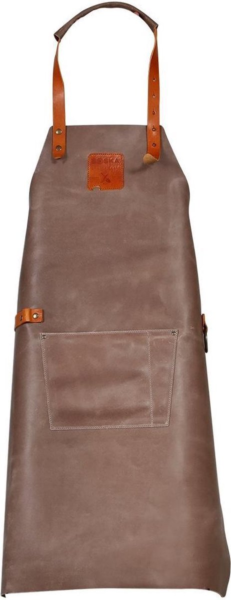 Boska Mr. Smith Leren Schort Pocket - Voorvak - Verstelbare Band - Grijs - 85,5x64 cm
