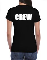 Crew t-shirt zwart voor dames - voor personeel / medewerkers - bedrukking aan voor- en achterkant - personeel shirt L