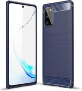 Samsung Galaxy Note 20 hoesje - Gel case geborsteld metaal en carbonlook - Navy blauw - GSM Hoesje - Telefoonhoesje Geschikt Voor Samsung Galaxy Note 20