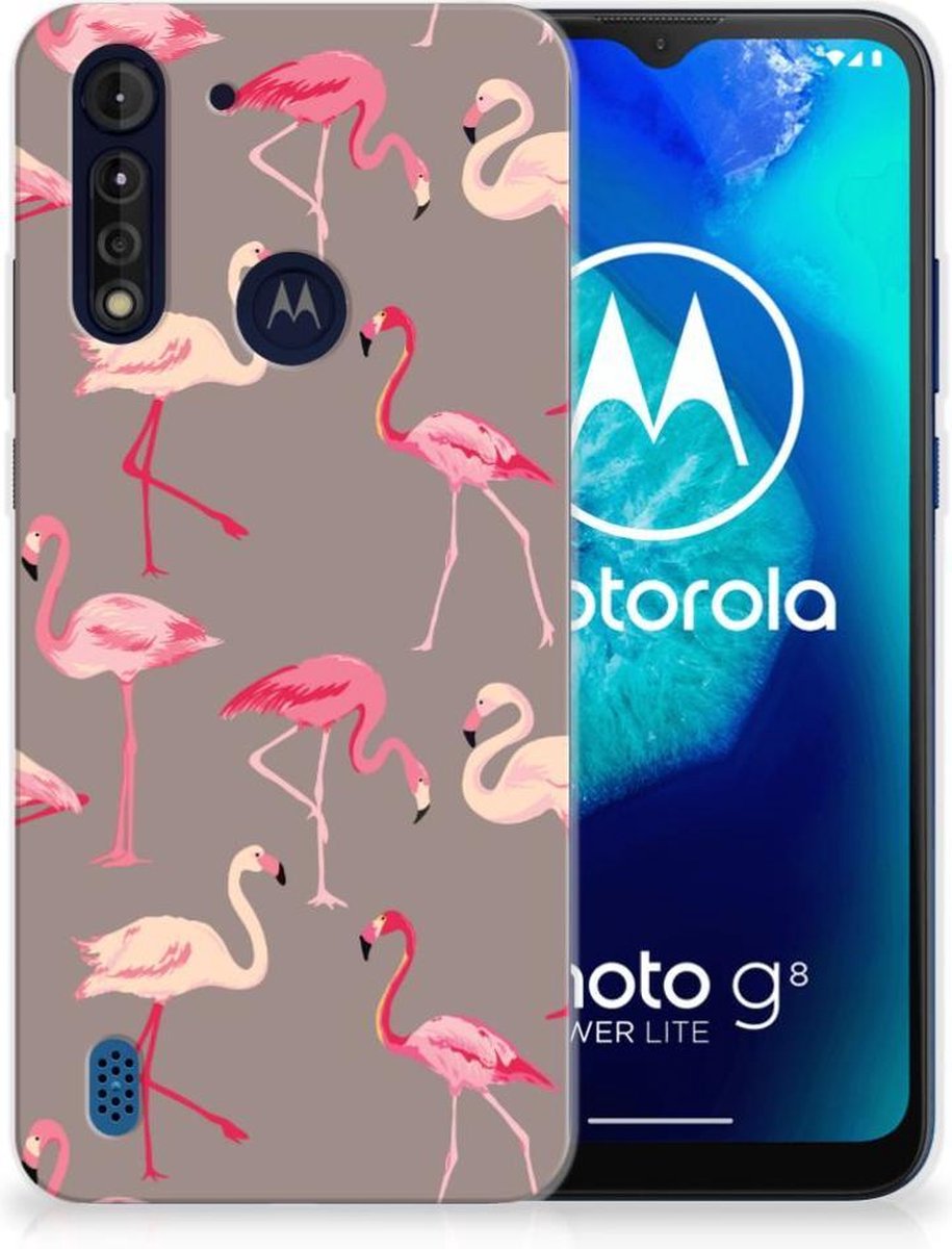 Motorola Moto G8 Power Lite TPU Hoesje Flamingo