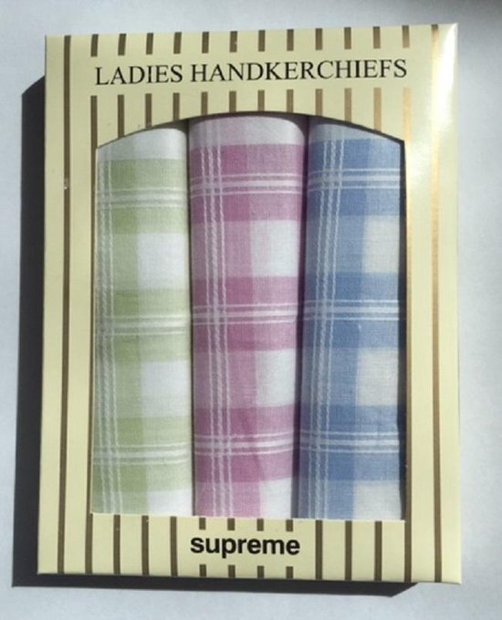 Coffret cadeau avec 3 mouchoirs femme en coton - carreaux colorés | bol